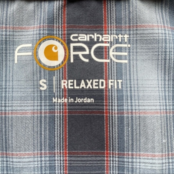 Carhartt Force Mens Shirt Small Relaxed Fit Plaid Vented Short Sleeve Button Up - Picture 7 of 8